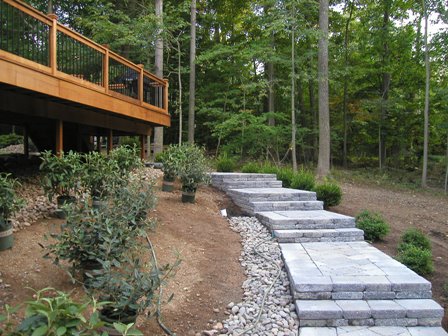 Closer view of the stairs created with pavers