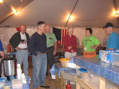 Campers in the dining tent