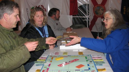 A very competitive game of Monopoly